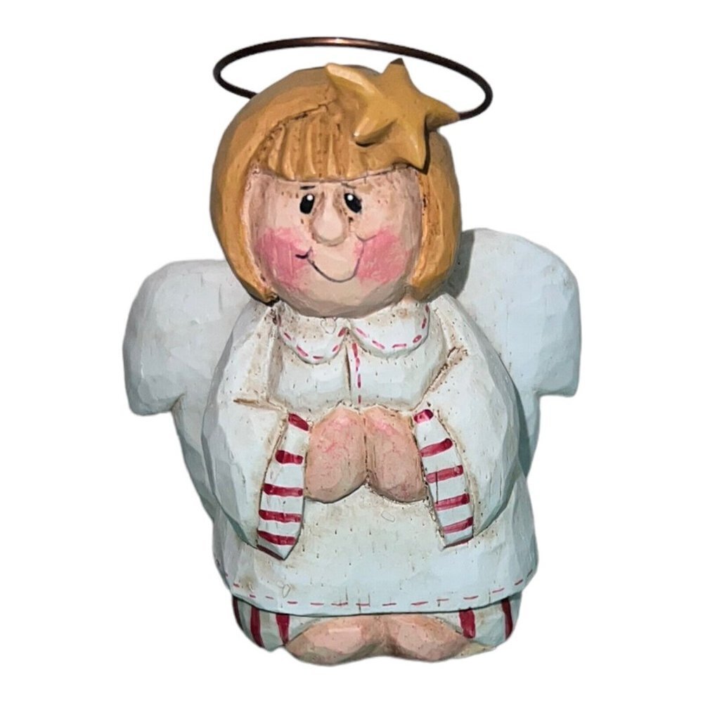 Eddie Walker White Angel with Halo CHRISTMAS Decor Table Ornament